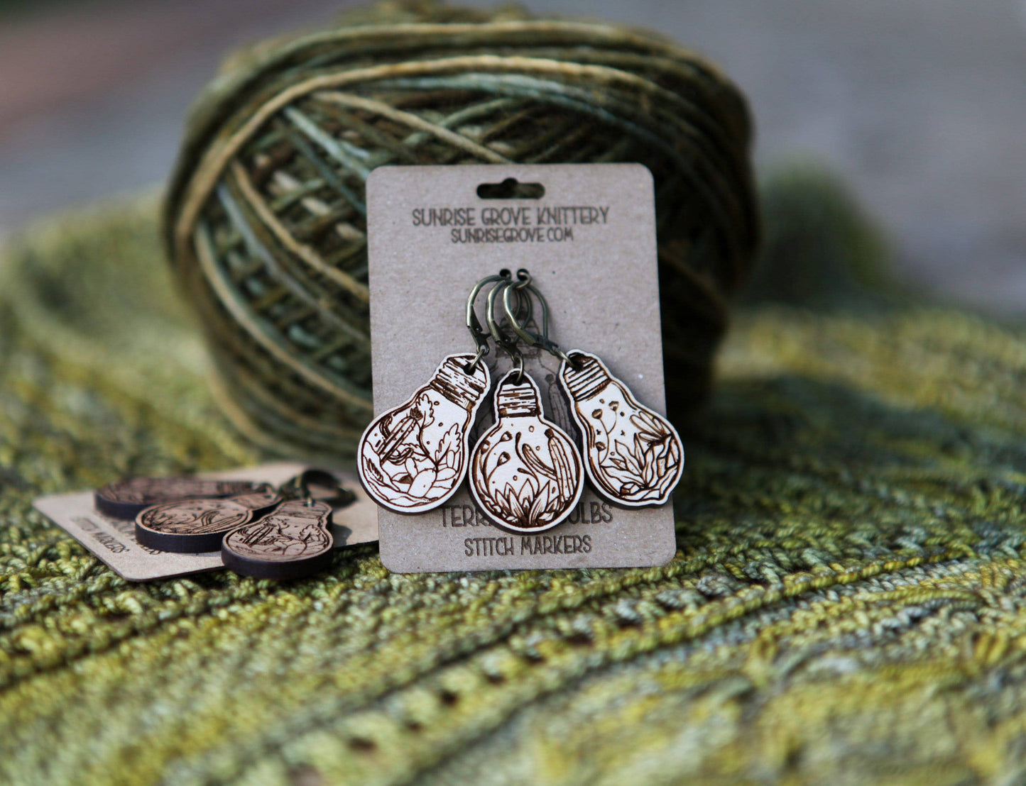 Sunrise Grove - Terrarium Light Bulb Stitch Markers Set of 3 Desert Scenes