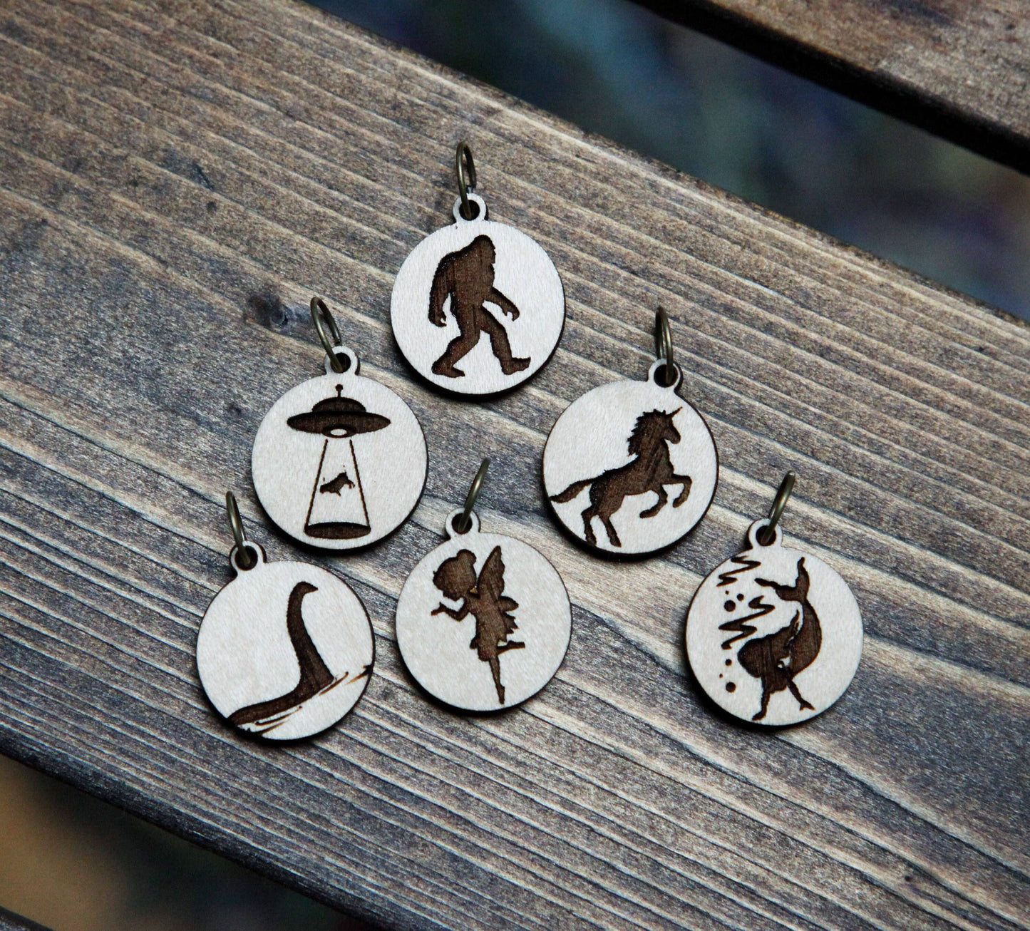 Sunrise Grove - Cryptid Mythical Creatures Knitting Stitch Markers Set of 6