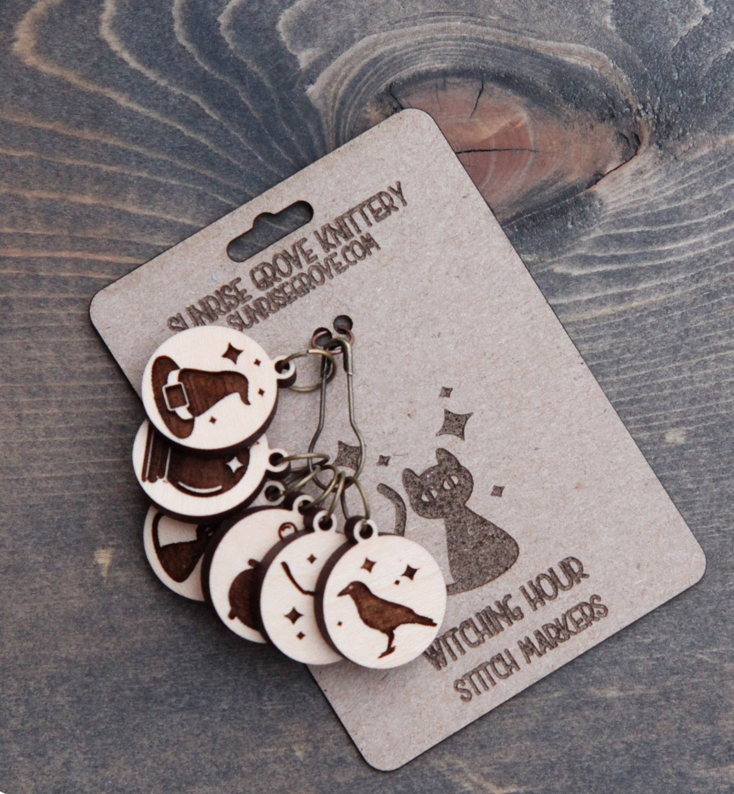 Sunrise Grove - Maple Knitting Stitch Markers Witching Hour Set of 6