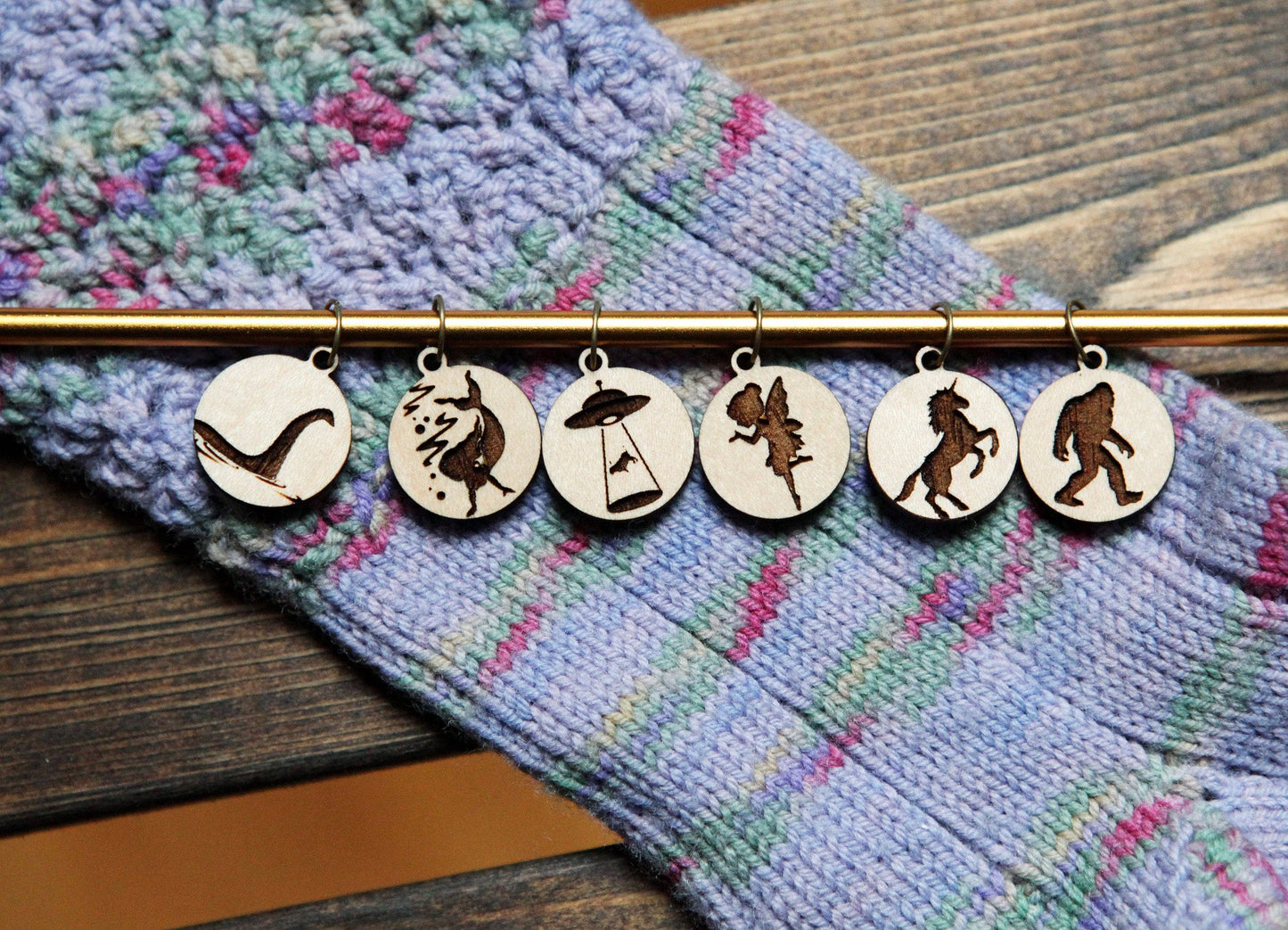 Sunrise Grove - Cryptid Mythical Creatures Knitting Stitch Markers Set of 6