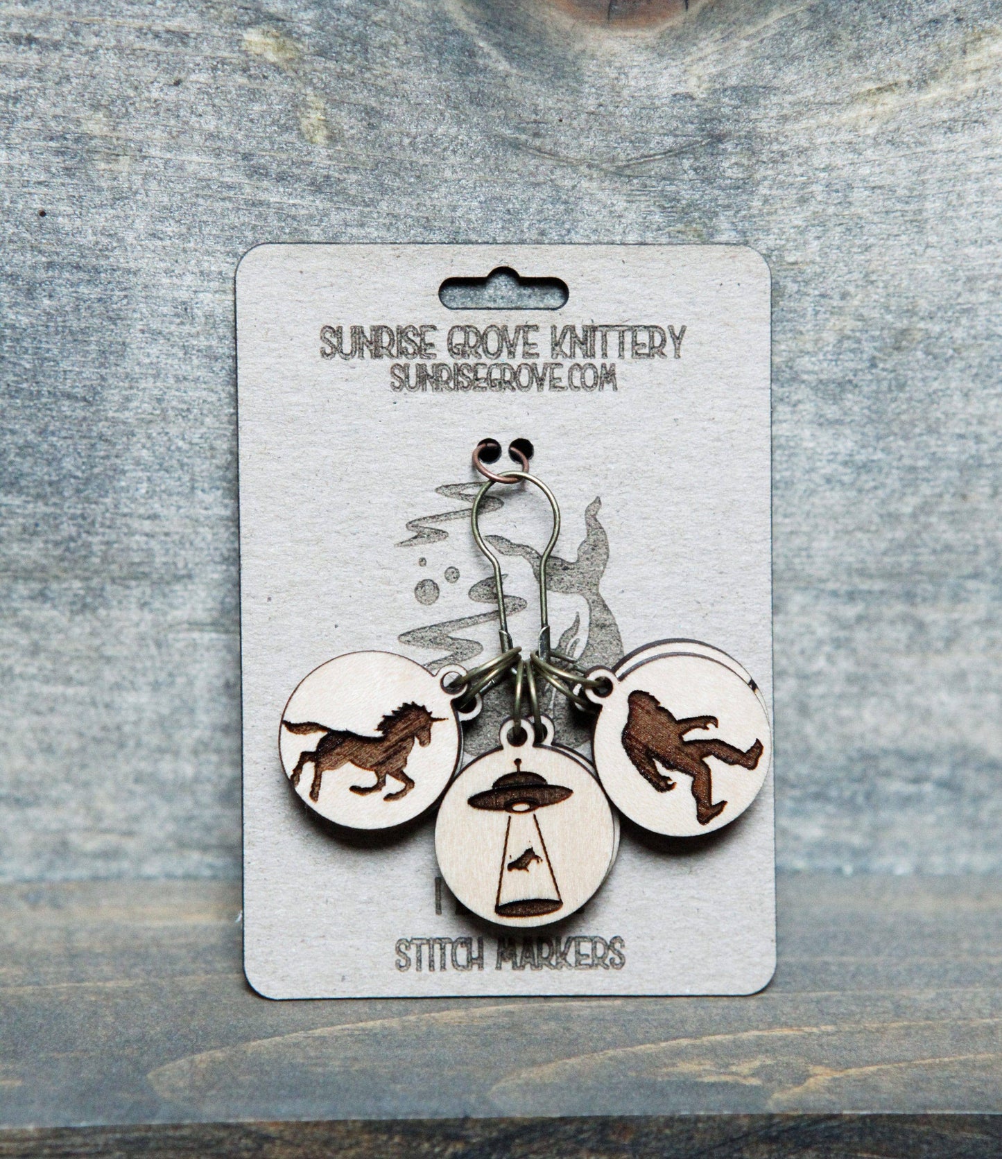 Sunrise Grove - Cryptid Mythical Creatures Knitting Stitch Markers Set of 6
