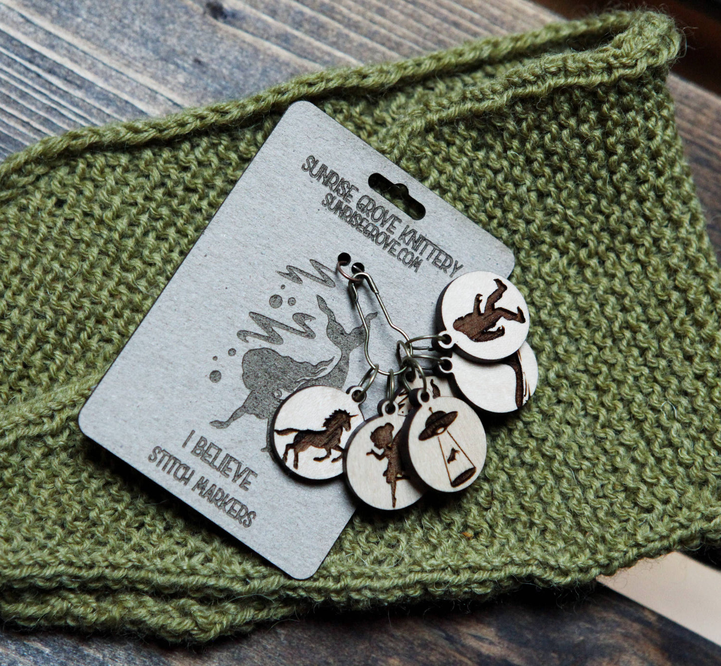Sunrise Grove - Cryptid Mythical Creatures Knitting Stitch Markers Set of 6