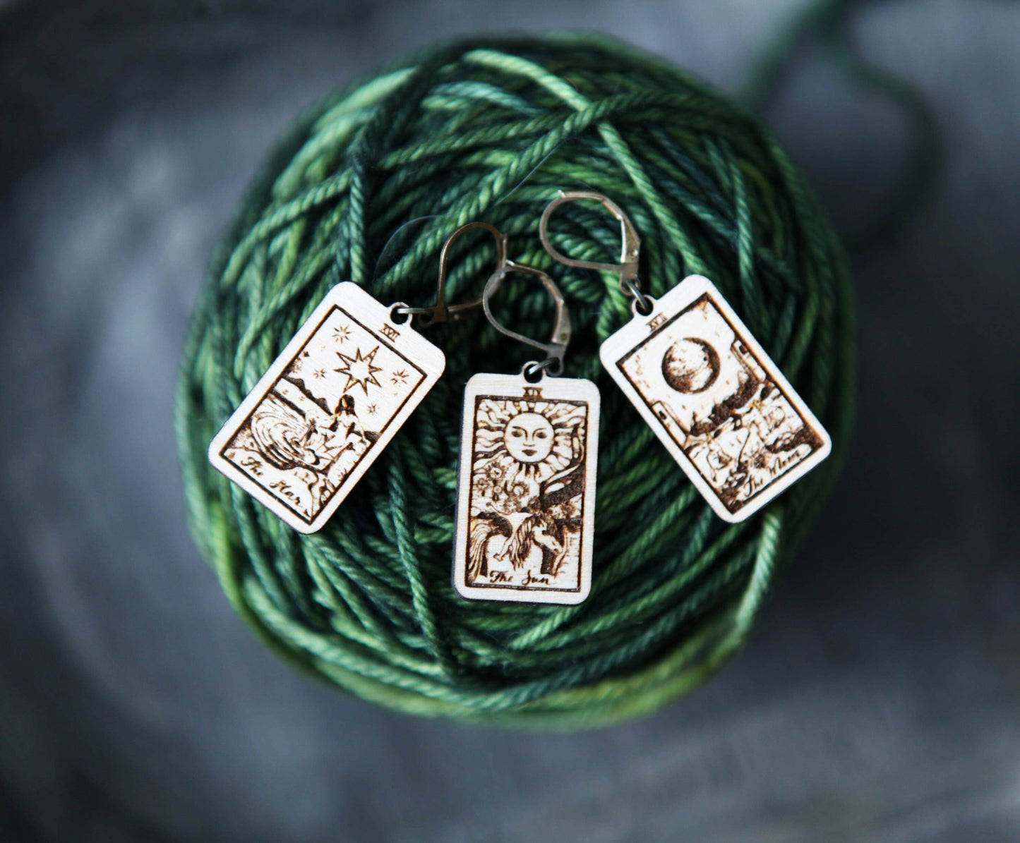 Sunrise Grove - Tarot Knitting & Crochet Markers - Moon, Star, Sun Set of 3