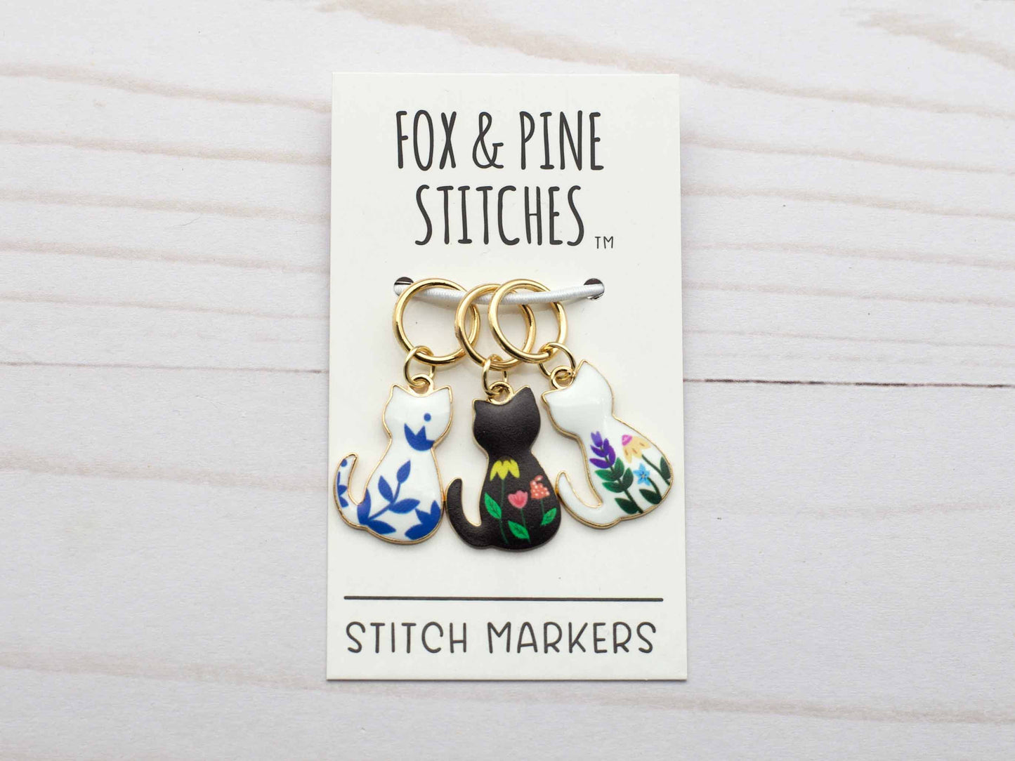 Fox & Pine Stitches - Floral Cat | Stitch Markers