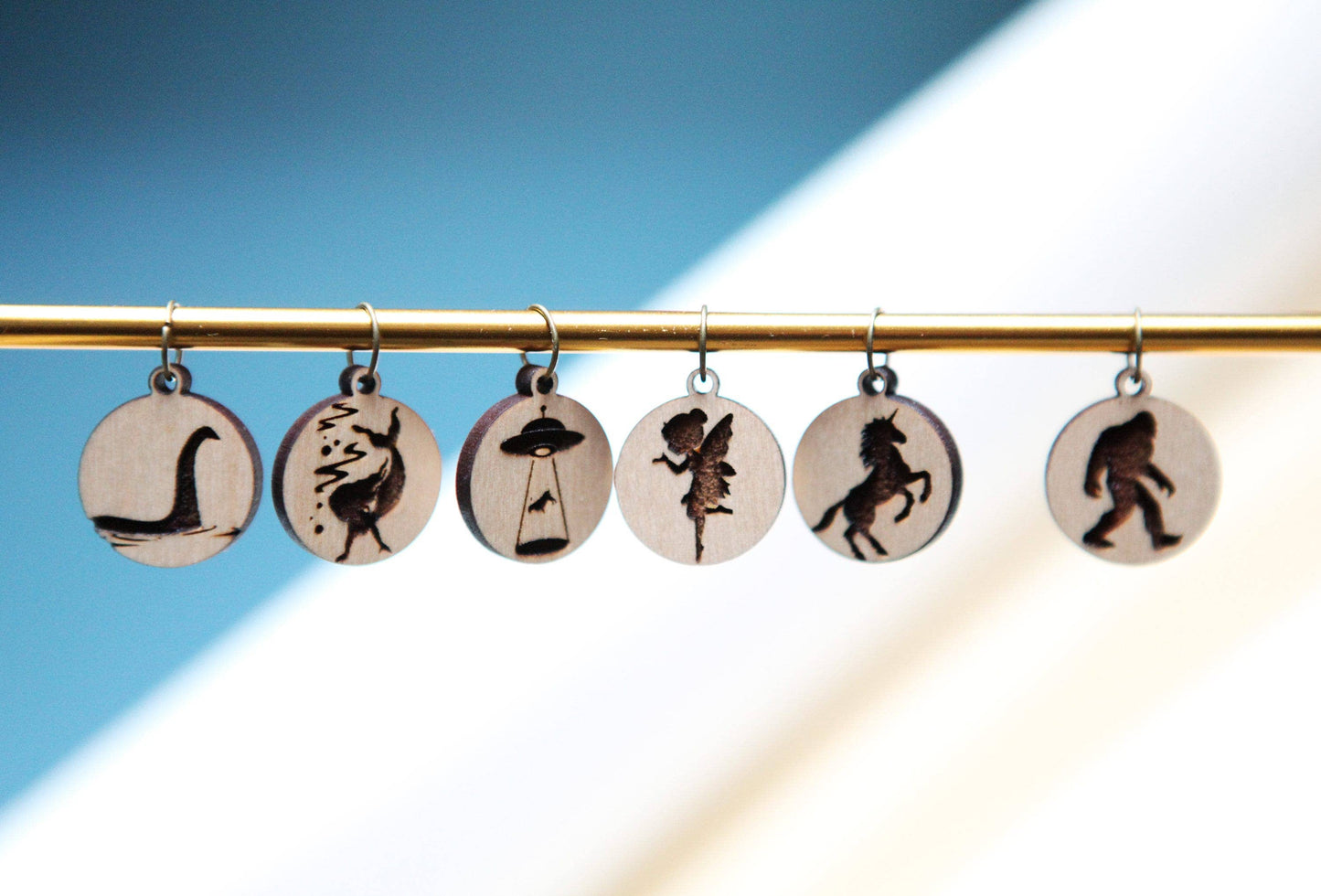 Sunrise Grove - Cryptid Mythical Creatures Knitting Stitch Markers Set of 6