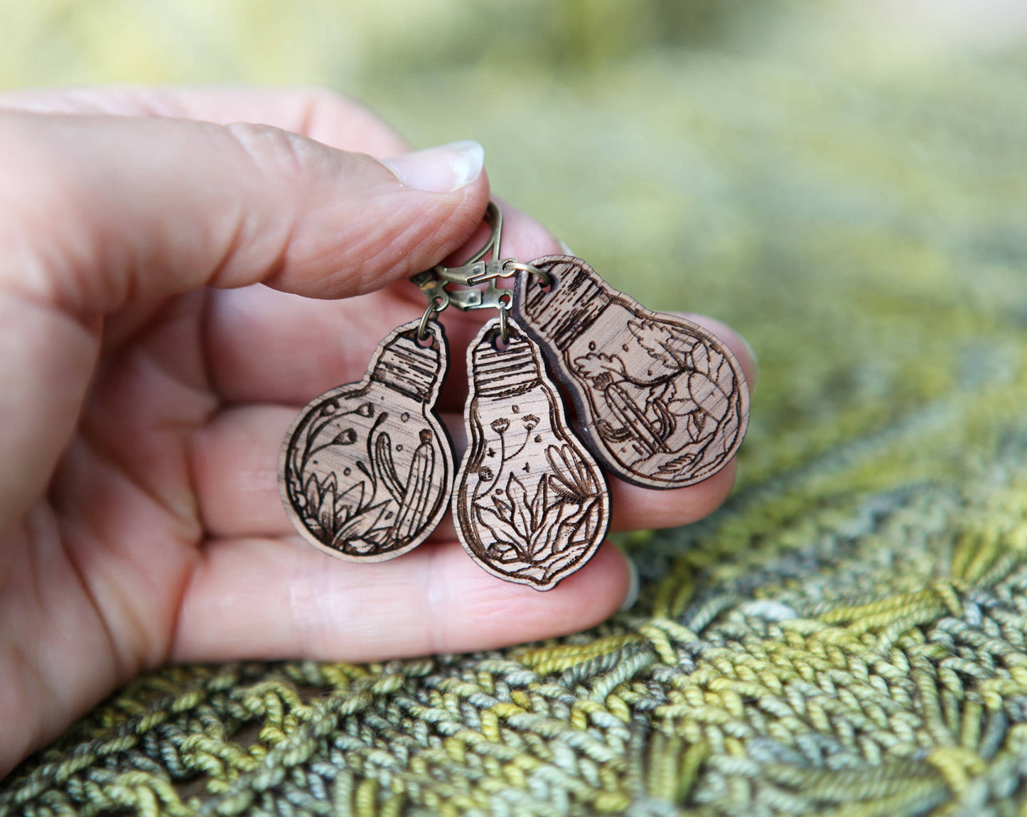 Sunrise Grove - Terrarium Light Bulb Stitch Markers Set of 3 Desert Scenes